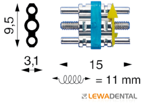 Винт расширяющий усиленный SS на в/ч Мaxi, расширение 11.0 мм, 9.5 x 3.1 х 15,0 мм фото в интернет-магазине Дентаурум
