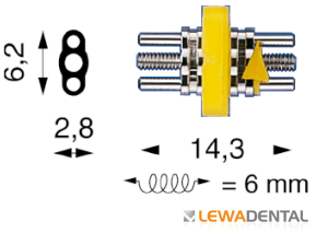 Винт расширяющий Мicro расширение 6,0 мм, 6,2 x 2,8 х 14,3 мм в/ч и н/ч с двумя направляющими фото в интернет-магазине Дентаурум