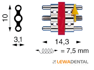 Винт расширяющий Standard расширение 7,5 мм, 10,0x3,1x14,3 мм широкий корпус в/ч, c 2 напр. СНЯТО фото в интернет-магазине Дентаурум