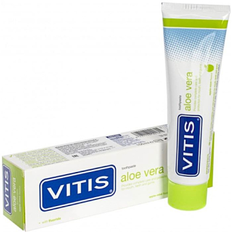 Паста зубная VITIS Aloe Vera, вкус яблока и ментола 100 мл фото в интернет-магазине Дентаурум