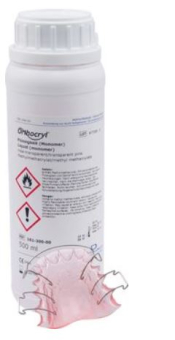 Пластмасса ортодонтическая Orthocryl мономер прозрачно-розовый 500 мл фото в интернет-магазине Дентаурум