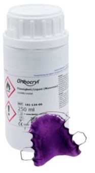 Пластмасса ортодонтическая Orthocryl мономер фиолетовый 250 мл фото в интернет-магазине Дентаурум