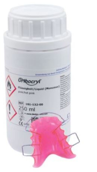 Пластмасса ортодонтическая Orthocryl мономер ярко-розовый 250 мл фото в интернет-магазине Дентаурум