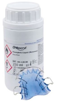 Пластмасса ортодонтическая Orthocryl мономер голубой 250 мл фото в интернет-магазине Дентаурум